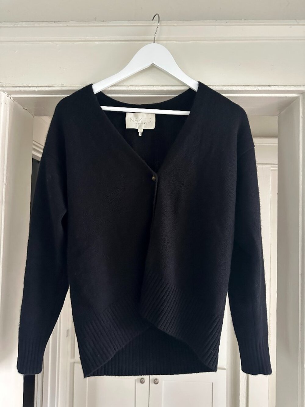 NAKEDCASHMERE 100% Cashmere Cardigan XS Black Button Front Soft Luxury Sweater